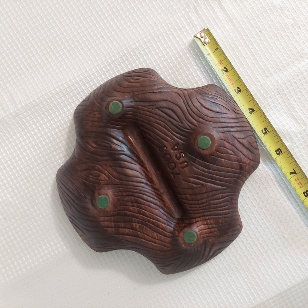 Vintage Green Glazed Ashtray California Pottery USA Faux Wood Look Base - Picture 7 of 7